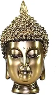 eSplanade Buddha Head Statue for Home Decor | Resin Buddha Face Showpiece for Living Room, Meditation, Office Table Desk, Shelf | Tibetan Buddhist Idol | Zen or Yoga Figurine Gifts | Golden, 9 Inch