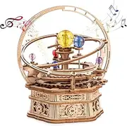 ROBOTIME 3D Wooden Puzzle for Adults DIY Music Box Model Kit to Build Mechanical Puzzles Rotating Starry Night