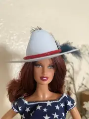 Handmade Jewelry for 11-1/2" Fashion Doll - Patriotic Cowboy Hat with Feathers
