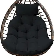 Hanging Egg Chair Swing Hammock with Stand Indoor/Outdoor Rattan Hanging Chair for Bedroom Balcony Black 120X105cm