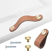 HY HUIJUN Leather Handles, Furniture, Pack of 4 Handmade Furniture Handles, Leather Knobs, Cupboard Handles, Knobs for Leather Handle, Kitchen Cupboards, Cabinets