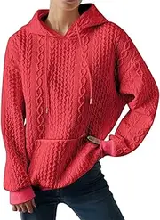 [Generic] Women's Solid Color Patchwork Pullover Women's Loose Fit Hooded Thickened Jacquard New Fabric Long Sleeved Sweater Jacket Top Lady Tunic