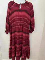 Terra & Sky Plus Peasant Dress 1X 16-18 Tiered Maxi Tuscan Rose Boho Fall New