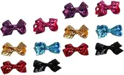 Ipetboom 12 Pcs Sequins Hair Bow Hair Clip Hair Pin Hair Barrettes Bow Barrettes Sparkly Hairpins Hair Alligator Clip