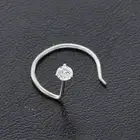 Round Cut 2.3MM Natural Diamond Solitaire Piercing Nose Pin Real 14K White Gold