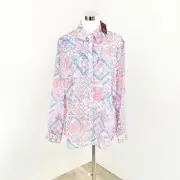 RM Williams Womens Grovely Longhorn Shirt Semi Fitted Fringed Multi Size 16 New