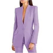 Lavender White Black Two Piece Blazer Pantsuit Mother of the Bride Elegant Vintage Minimalist Lapel Floor Length Stretch Fabric Long Sleeve with Buttons 2025