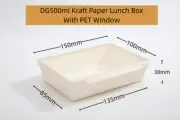50x 500ml White Paper Box w/ clear Disposable Takeaway Food Container