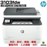 在飛比找樂天市場購物網優惠-HP 惠普 LaserJet Pro MFP 3103fdw