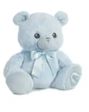 Big Blue Bear Lil Boy Plush Toy #20868 Aurora Ebba 13" tall sitting w/ Blue Bow