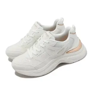 【SKECHERS】休閒鞋 Hazel-Faye 女鞋 白 玫瑰金 皮革 緩震 記憶鞋墊 運動鞋(177576-WHT)