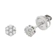 Bevilles Children's Sterling Silver Cubic Zirconia Flower Earrings Stud