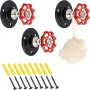 Sumnacon 3 Pcs Industrial Pipe Coat Hook Racks - Heavy Duty Rustic Hat Robe Towe