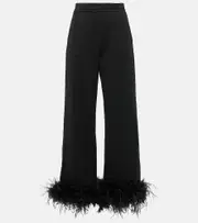 [Prada] Prada Feather-trimmed cotton sweatpants AU 12 black