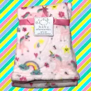 NEW Unicorn Rainbows Hearts Stars Butterfly Plush Baby Blanket Toddler Elements