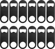 12 Pcs Flat Bottle Opener 3.5 X 1.18 Inches Black Stainless Steel Beer Bottle Op