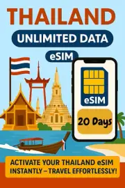 20 Days Best THAILAND Unlimited Data esim Data Travel e sim High-Speed 5G/4G