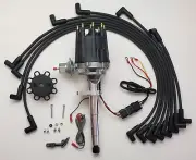 1949-53 FORD FLATHEAD 239 255 Small Black Cap HEI Distributor + SPARK PLUG WIRES (for: Ford)