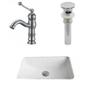 Jade Bath CUPC White Ceramic Rectangle Undermount Sink Set Faucet and Drain