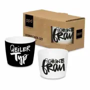 PPD Type & Mrs Egg Cup 2pcs Egg Cup Egg Holder New Bone China Black White