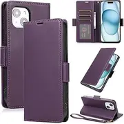 [Procarcasa] for iPhone 13 Wallet Case,for iPhone 14 Case [6.1 inch] PU Leather Flip Folio Cover with Card Holders Stand Feature Magnetic Clourse Protective Cover-Dark Purple