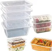 100 SETS Takeaway Containers with Lids,650ml, Microwave Safe, Refrigerator Safe, Dishwasher Safe, Reuse Bento Box BPA Free, Plastic Food Containers, Food Packaging Container, Restaurant