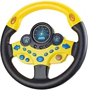 Generic Simulated Steering Wheel Sound Toy for Kids Interactive Toy Pretend Driving Toy Musical for Ages 3 4 5 6, Yellow