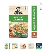 Quaker Instant Oatmeal, Apple & Cinnamon, 12.1 oz, 8 Packets