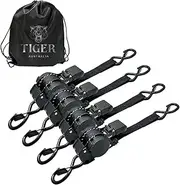 [TIGER AUSTRALIA] Retractable Ratchet Straps 4 Pack – 25mm x 3m Tie Down Straps, 800KG Break Strength, with S-Hooks and Storage Bag, for Trailers, Utes, Boats, Moving