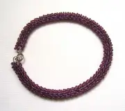 Lyn's Jewelry Amethyst Glass Beaded Bracelet 7.5"