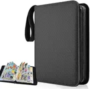 Premium 4-Pocket Card Binder - 400 Double-Sided PU Trading Card Album with Zip Closure | Perfect for MTG, TCG, Sports, and Game Cards | Stylish Black Collector Folder