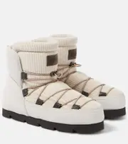 [Brunello Cucinelli] Brunello Cucinelli Shearling-lined corduroy and suede snow boots AU 7 white