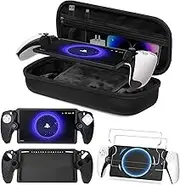 Foluck 3 in 1 Accessoris Set Compatible with Playstation Portal, EVA Carrying Case for PS5 Portal, Soft Silicone Protective Cover, 2 Pack Screen Protector, Ps Portal Accessories