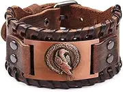[BOSUGE] Charming Bracelet，Viking Bracelet Odin's Raven Crow Animal Bracelets of Norse Mythology Amulet Viking Talisman,Bronze (Color : Bronze) (Color : Brown)