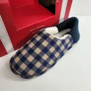 Club Room Gingham Convertible Mule Slipper Mens Large 10-11 Navy & Beige