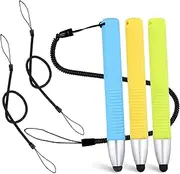 Kid-Friendly Stylus Pens for Touch Screens, Capacitive Kids Stylus with Spring Cord Children's Tablet Crayon Stylus Pen for iPad iPhone Kindle Fire Kids Smartphones