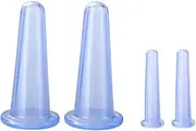 4Pcs Blue Facial Cupping Therapy Set Anti Cellulite Silicone Vacuum Cupping Cups for Face and Eye Cupping Massage (2 Small + 2 Large)，Massage Tools