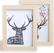 RINGSUN Photo Frames 4x6, 2-Pack Picture Frames Wall Hanging and Tabletop Stand, Photo Frames with Adjustable Bracket and Wall Mount Hooks, Wood