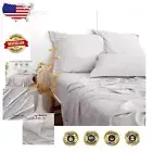 Luxury 4-Piece Light Gray Cal King Bed Sheets - Soft & Durable for All Seasons