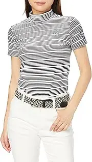 PEARLY GATES(パーリーゲイツ) Parly Gates 055-3267606 Women's Short Sleeve High Neck Shirt (Striped Pattern, Stretchy