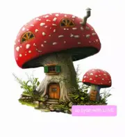 FURNITURE TRANSFER RED SPOTTY MUSHROOM FAIRY HOUSE Water slide stickers ❤️