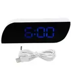 LED Digital Clock 12/24 Hour Conversion Household Bedside Alarm Clock Blue.