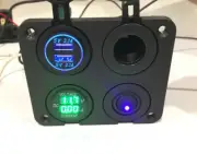 On/Off switch + Voltmeter/Amp + dual USB Charger + Cig Socket with 50 cm Tail