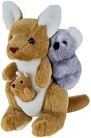 13939 Kangaroo with Joey and Koala Soft Plush Toy, 24 Centimeters