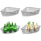 Lazy Susan Wire Storage Organizer Basket with Handle-Metal Cabinet Storage Bi...