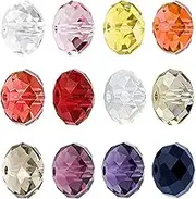 BEADNOVA 3mm Briolette Glass Beads Faceted Rondelle Crystal Glass Beads for Jewelry Making Findings with Container Box Wholesale Mix Lots (1200pcs)