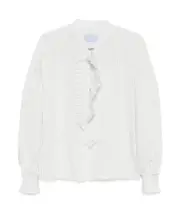Seafarer Ruffled Stripe Blouse Shirt 44,40,42 White
