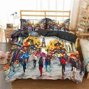 a387 Bed Sheets Eiffel Tower Bedding SetDuvet Cover Comforter Bed Set Quilt Cover Pillowcase Boys Girls Adults3-Piece Bedding Set (1 Duvet Cover + 2