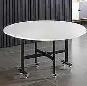 Drop Leaf Dining Table, Foldable Kitchen Table, Multifunctional Round Table, Mobile Extendable Small Computer Desk, Save Space Restaurant Table with Universal Wheels (Color : A, Size : 140cm)