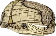 [FHEDVBN] Ancient Map World Globe Sweatbands for Men Women Sport Headbands Moisture Wicking Athletic Sweat Band Fashion Non Slip Hairband for Tennis, Basketball, Running, Gym